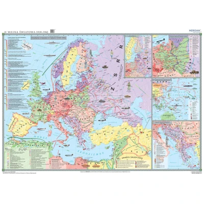  II Wojna Światowa 1939-1942 - mapa ścienna historyczna