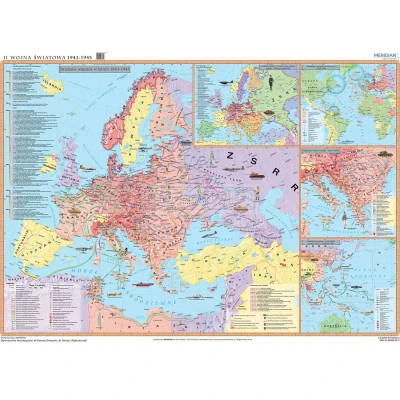  II Wojna Światowa 1943-1945 - mapa ścienna historyczna 
