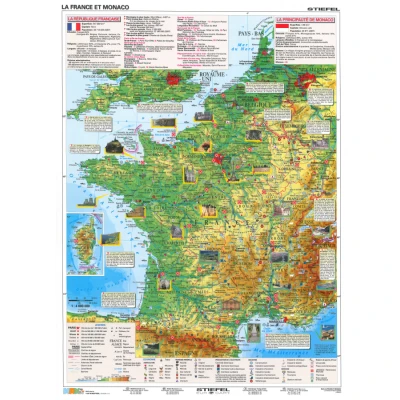 La France et Monaco (Fakty o Francji) - mapa dwustronna 2 w 1