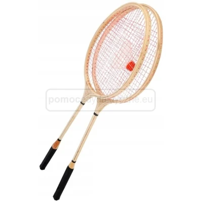 Zestaw do badmintona, drewniane rakiety (5 kpl.). Zestaw z siatką 