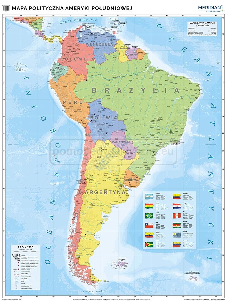 Geografia Sprawdzian Ameryka Północna I Południowa Ameryka Południowa - ścienna mapa polityczna (2020) :: Pomocedydaktyczne.eu