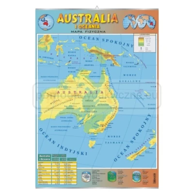 Australia – mapa fizyczna - plansza