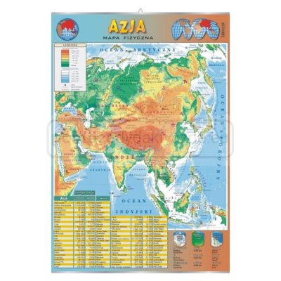 Azja – mapa fizyczna - plansza 