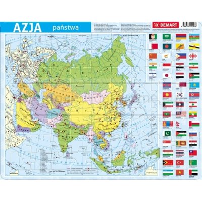 Azja – mapa polityczna - puzzle ramkowe