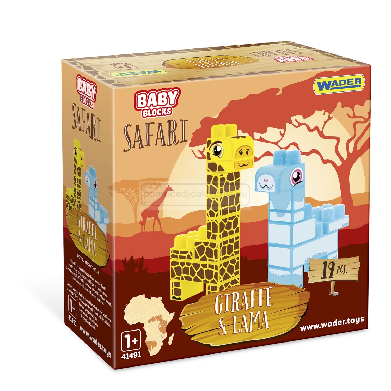 Baby Blocks Safari klocki żyrafa i lama