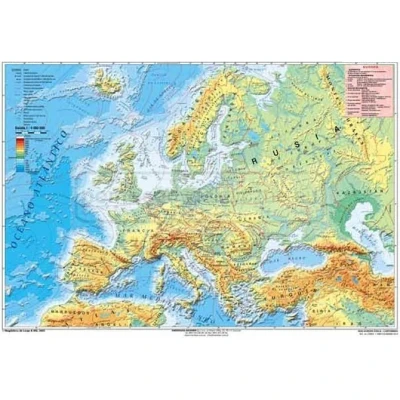 Europa física - mapa ścienna w języku hiszpańskim