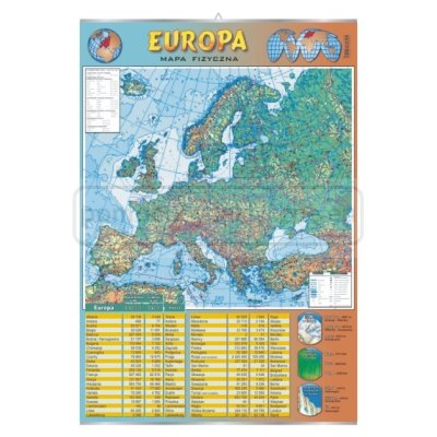 Europa – mapa fizyczna – plansza 
