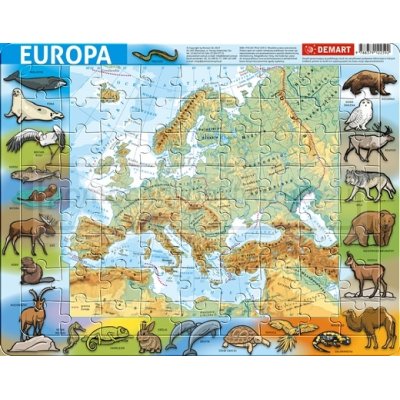 Europa - mapa fizyczna - puzzle ramkowe