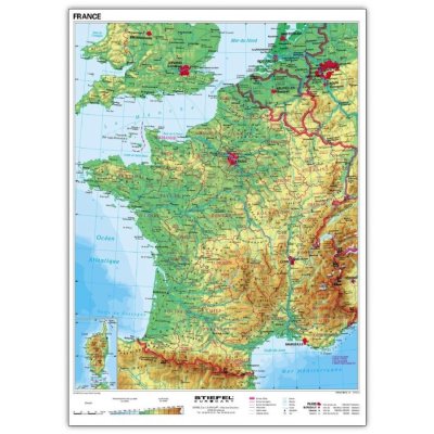 Francja fizyczna - mapa jednostronna MONO