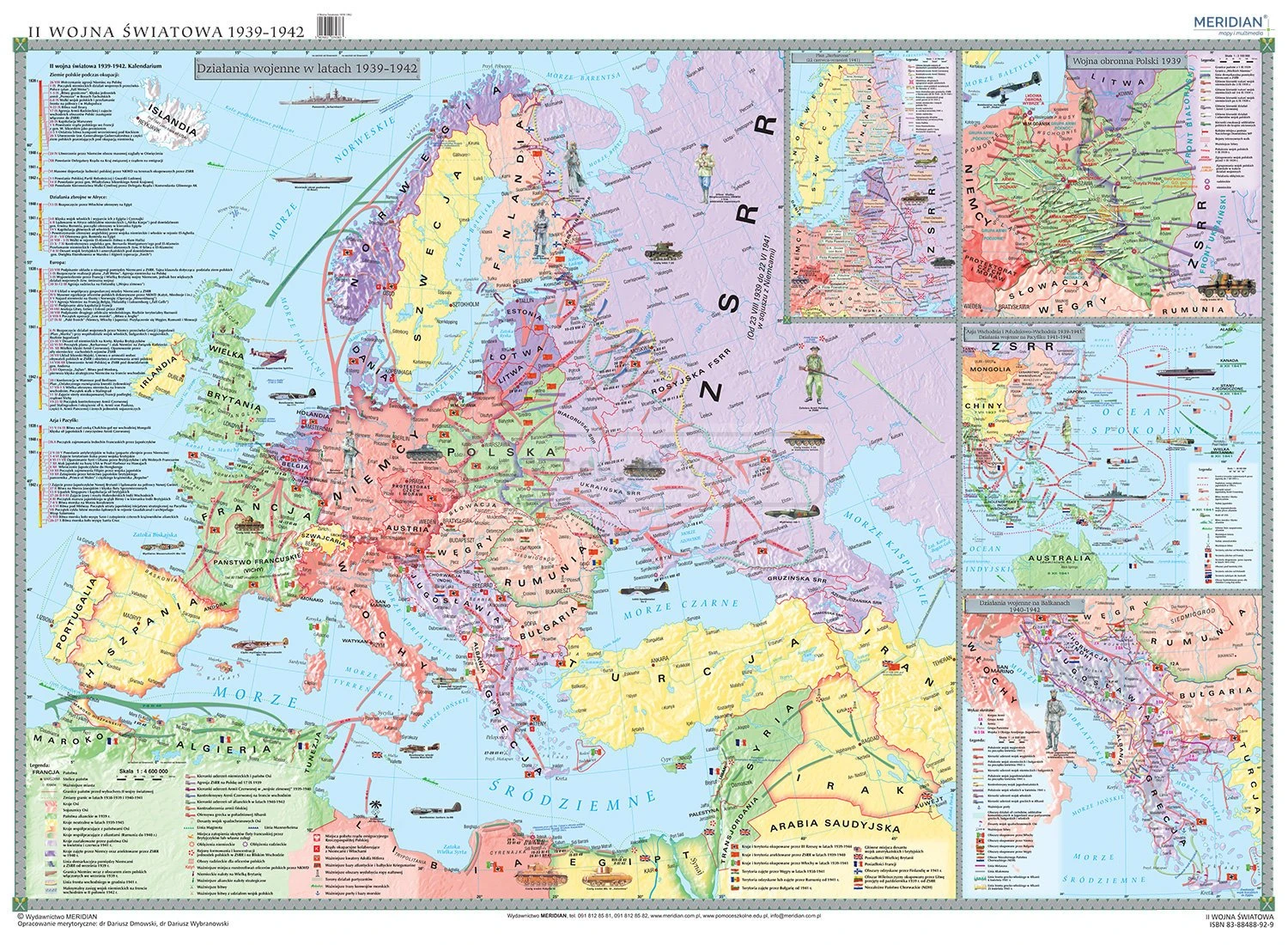  II Wojna Światowa 1939-1942 - mapa ścienna historyczna
