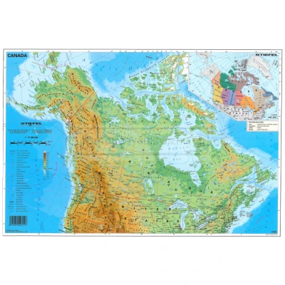 Kanada – mapa fizyczna - jednostronna