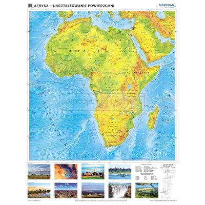 Afryka – mapa fizyczna – ukształtowanie powierzchni Afryki - mapa ścienna 