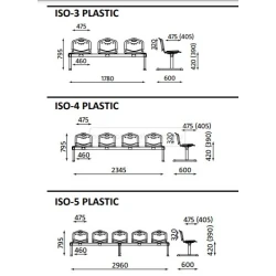 Ławka ISO-4, siedziska plastikowe
