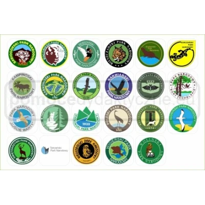 Magnetyczne etykiety – Wykaz Parków Narodowych, logo i nazwy parków