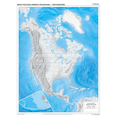 Mapa fizyczna Ameryki Północnej i Środkowej - ścienna mapa ćwiczeniowa