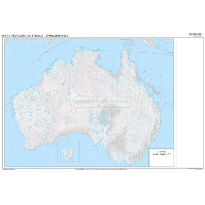 Mapa fizyczna Australii - ścienna mapa ćwiczeniowa