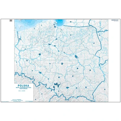 Mapa konturowa hipsometryczna Polski - ćwiczeniowa mapa ścienna