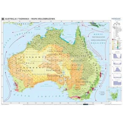 Mapa krajobrazowa Australii - mapa ścienna