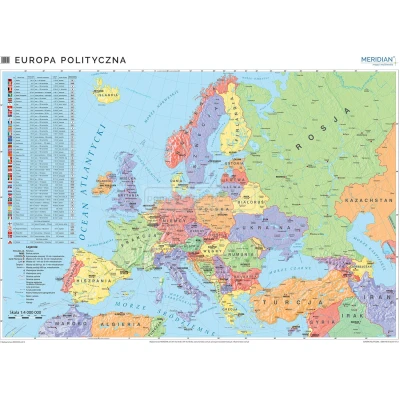 Mapa polityczna Europy/ Stan na 2023/ - mapa ścienna 