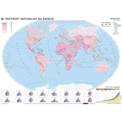 Mapa Przyrost naturalny na świecie (2021) - mapa ścienna