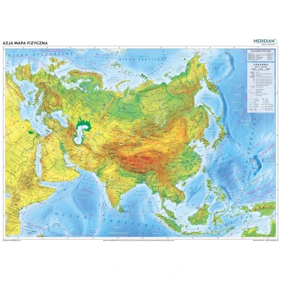 Azja mapa fizyczna - mapa ścienna 