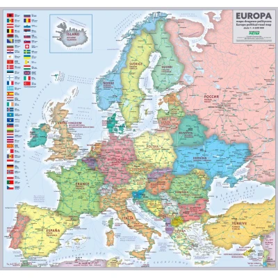 MAPA ŚCIENNA EUROPY – DROGOWO-POLITYCZNA 1:4 600 000