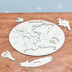 Mapa Świata kontynenty i oceany  "puzzle"