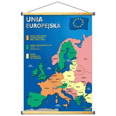 Mapa Unii Europejskiej - plansza - oprawa drewniana