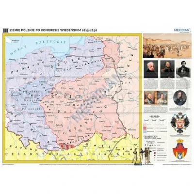 MAPA Ziemie polskie po kongresie wiedeńskim (1815-1830) - mapa ścienna