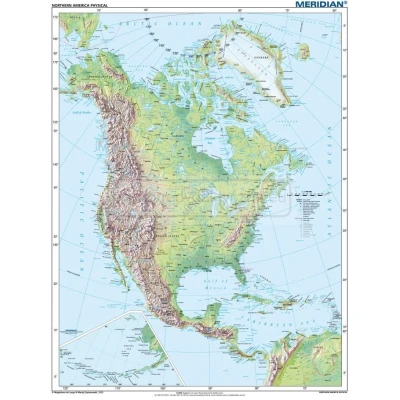 North America physical - mapa ścienna w języku angielskim