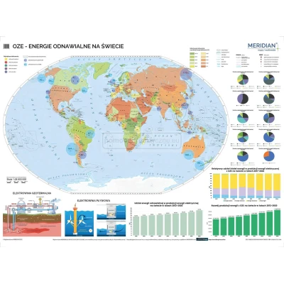 OZE - Energie odnawialne na ŚWIECIE - mapa ścienna