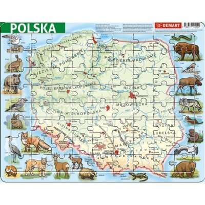Polska - mapa fizyczna - puzzle ramkowe