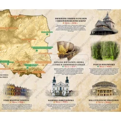 Polskie zabytki UNESCO – mapa jednostronna
