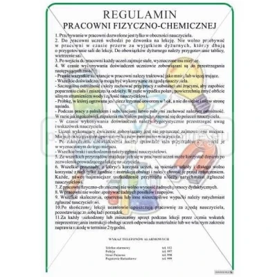 Regulamin pracowni fizyczno-chemicznej 70x100cm
