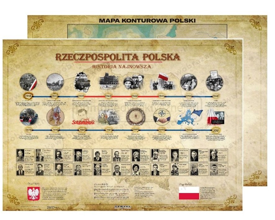 ​RZECZPOSPOLITA POLSKA - historia najnowsza – mapa dwustronna 