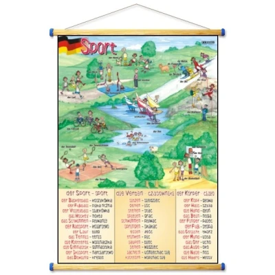 Sport - plansza do języka niemieckiego- oprawa drewniana
