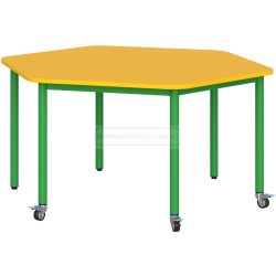Stół mobilny szkolno-przedszkolny, sześciokątny
