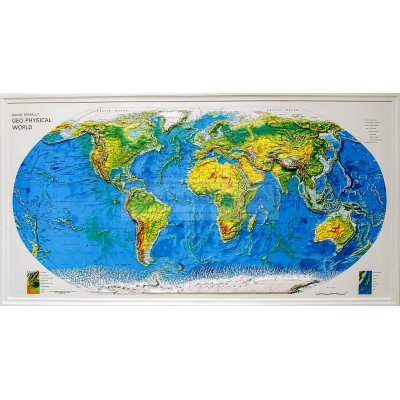 Świat - fizyczna mapa plastyczna (trójwymiarowa), 1: 46 875 000