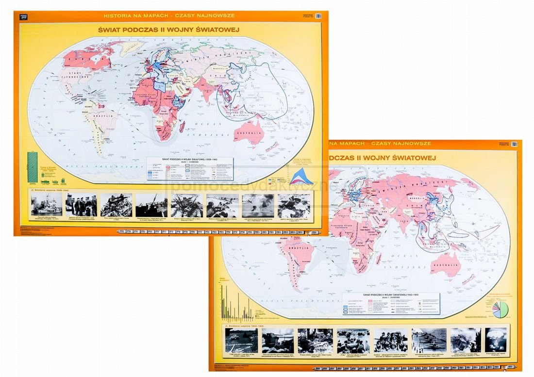  Świat podczas II wojny światowej – dwustronna mapa ścienna