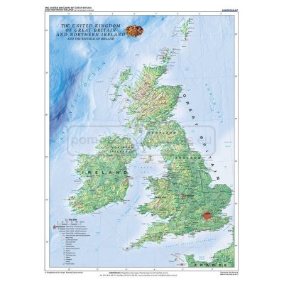 The British Isles Physical - mapa ścienna w języku angielskim