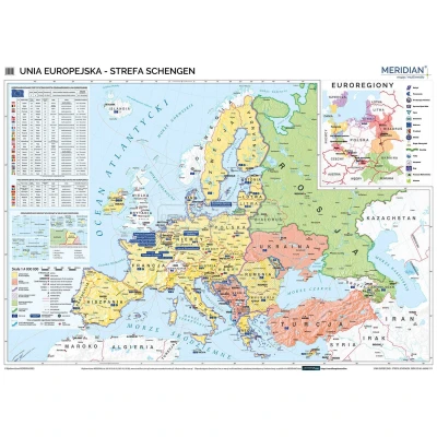 Unia Europejska i strefa Schengen (2023) - mapa ścienna