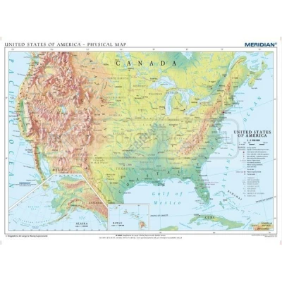 United States of America physical - mapa ścienna w języku angielskim