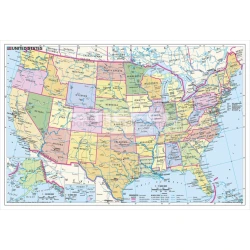 USA – Mapa polityczna/fizyczna - dwustronna