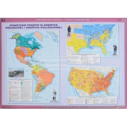 USA. Narodziny Stanów Zjednoczonych / Powstanie Państw w Ameryce Północnej i Południowej - dwustronna mapa ścienna