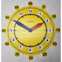 Zegar DUŻY edukacyjny magnetyczny z minutami 50 cm, dwutarczowy demonstracyjny, na tablicę